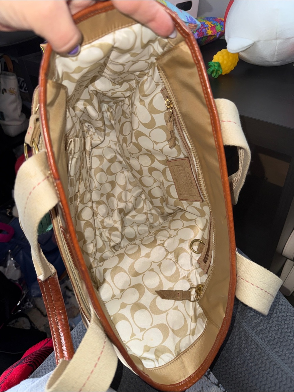Coach Hamptons Weekend Gold Satin Tote - Picture 5 of 14
